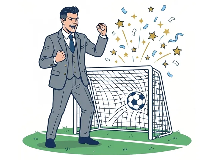 Director técnico festejando un gol